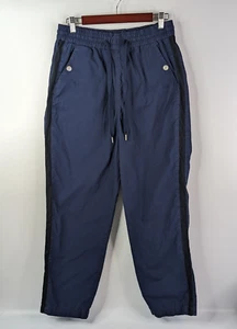 Maeve Tenley Twill Track Pants Blue Tapered Tuxedo Stripe Tapered Women's Size M - Picture 1 of 12