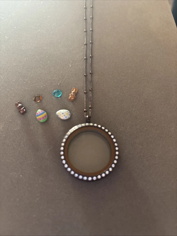 "Colgante de cadena marrón Origami Owl de 16"" con dijes de Pascua"  Foto 1 de 1