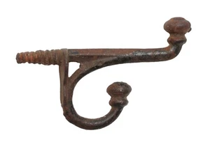 Antiguo gancho de pared de hierro fundido de doble brazo con montaje en tornillo - Imagen 1 de 3