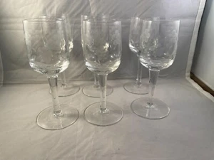 Crystal Cordial Wine Glasses Beautiful Etched Set Of 6 Floral Pattern 5" High - Picture 1 of 5