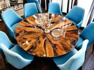 Round epoxy dining table, Round Clear Epoxy table, Round Epoxy Coffee Table Deco - Picture 1 of 12