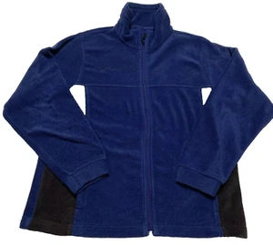Columbia Youth Fleece Jacket Sz 14/16 Full Zip 2-Tone Navy Blue & Black Sweater - Picture 1 of 16