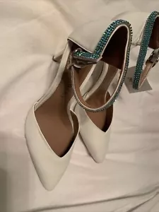 Décolleté Gianni Bini punta bianca tacchi alti strass cinturino alla caviglia taglia 8 - Foto 1 di 7