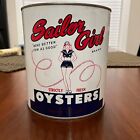 Genuine Vintage "Sailor Girl Brand" Oysters 1 Gal Tin Can Chicago, ILL. "MD116"