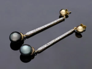 Pendientes 0,50 ct. Diamantes Tahití cría perla oro 750 valor: 8.000 EUR detalle - Imagen 1 de 6