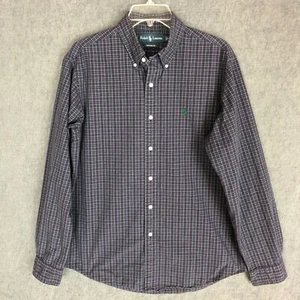Camisa Polo Ralph Lauren Grande Abotonada Manga Larga Cuadros Rejilla Púrpura Logo Poni - Imagen 1 de 11