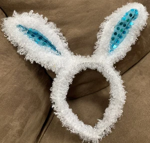 HEADBAND BUNNY EARS BLUE SHIMMER SUPER CUTE!! - Picture 1 of 2