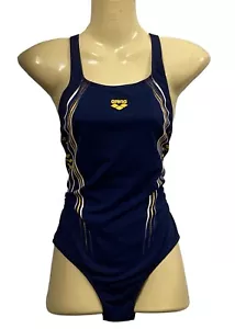 New Arena Women Sz 10 One Serigraphy One Piece Bathers Racer Back Swimsuit Blue - Bild 1 von 8