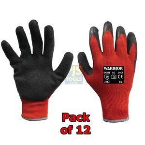 12 guanti da lavoro costruttori Warrior supa grip resistenti lattice palmo rivestiti - Foto 1 di 1