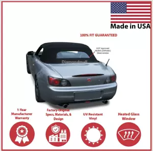 2002-09 Honda S2000 Convertible Soft Top w/DOT Approved Heated Glass, Black - Picture 1 of 2