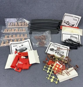 Lot of HO Scale Train Props buildings people poles track and Scenery - Picture 1 of 11