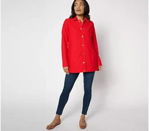 Isaac Mizrahi Live! Chaqueta Larga Jacquard Tejida Acolchada Roja M - Imagen 1 de 4