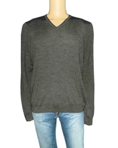pull PAUL SMITH homme col en v en laine mérinos gris taille L - Imagen 1 de 5