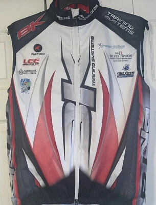 Pactimo Unisex Cycling Racing Vest White/Black/Red. XXL. Full Zip Lightweight - Image 1 of 4