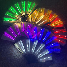 1XLED Glowing Fan Color Chinese Hand Held Folding Fan Light Up Fan Disco Dancin