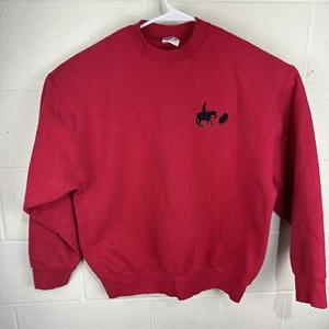 Vintage Pro Spirit XL Made In USA Red Pull Over Sweatshirt Cowboy Rodeo Crewneck - Picture 1 of 18