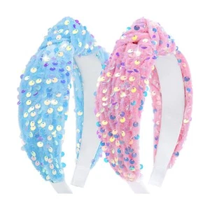 Headbands for Girls Sequin Knot Headband Women Glitter Headbands Non Slip Gir... - Picture 1 of 8
