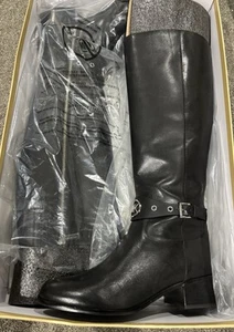 Michael Kors Leather Knee High Boots Black Leather Round Toe Women’s 9M New NWT - Picture 1 of 5