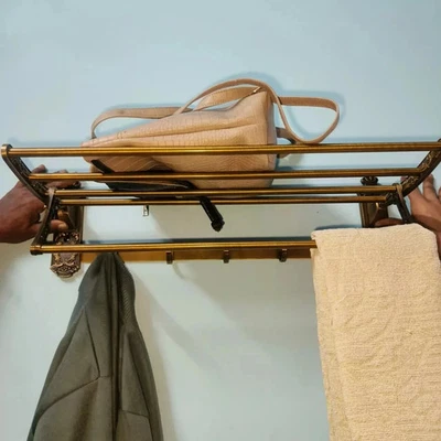 French COATRACK Luggage Rack Train Wall Mounted Rack vintage luxury Wall Rack - Image 1 of 4