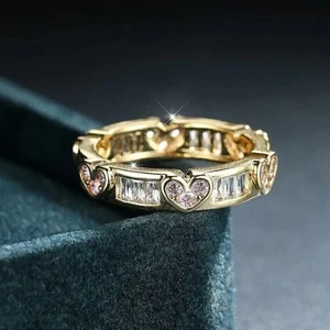 3Ct Baguette Cut Diamond Full Eternity Wedding Ring Band 14K Yellow Gold Finish - Picture 1 of 9