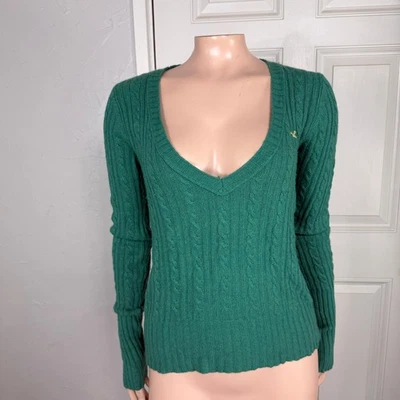 Suéter Hollister Vintage Y2K L Cabello de Conejo Cable Cuello en V Crepúsculo Bella Cisne P21 Foto 1 de 4