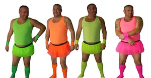 Stag Party Costumes Neon Guys 3 piece Set Mens Funny Tutus Party Outfits - Picture 1 of 8