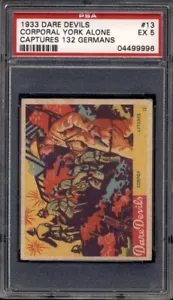 1933 R39 Dare Devils #13 - Corporal York (print error - missing text) - PSA 5 EX - Bild 1 von 2