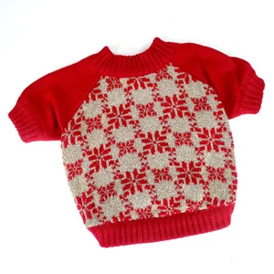 Cashmere Gold Snowflake Sweater in Red & White - Large, 12" - Picture 1 of 7