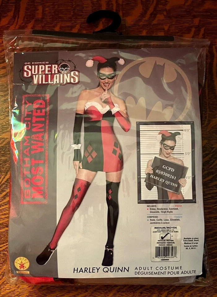 DC Comics Super Villains Harley Quinn Adult Costume Medium