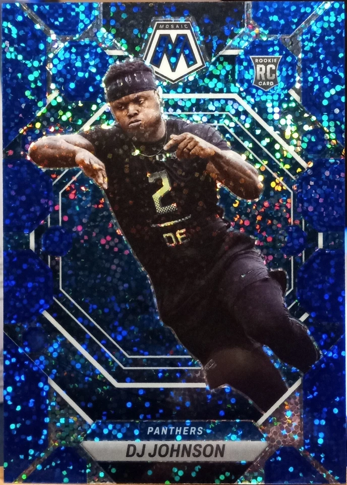 2023 Panini Mosaic DJ Johnson Rookie Carolina Blue Sparkle Prizm /96 SP #314 NFL - Image 1 of 2