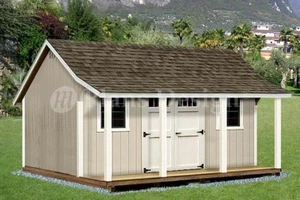 Capannone 12' x 16' con portico / piani casa piscina #P81216, elenco materiali gratuito - Foto 1 di 2