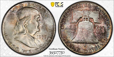1953 P PCGS MS66+FBL Full Bell Lines Franklin Half Dollar - Image 1 of 3