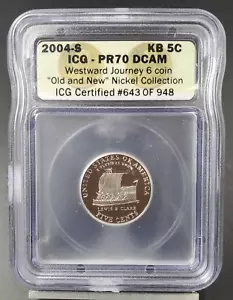 2004 S ICG PF70 DCAM Keelboat Jefferson Nickel 5C Proof - Picture 1 of 4