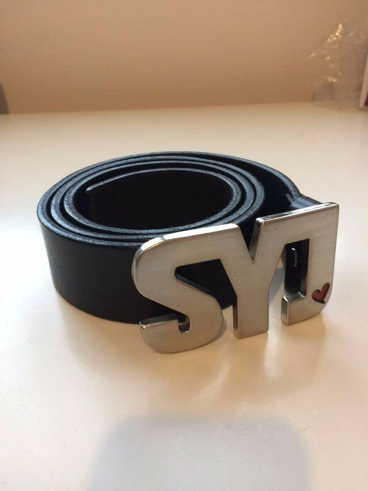 SWEET YEARS CINTURA LOGATA A FUOCO BELT CINTA UOMO FIBBIA ARGENTO JEANS 35634 - Immagine 1 di 1