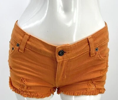 Bermuda jeans Carmar LF cintura baixa esticada desgastada laranja/abóbora - Imagem 1 de 4