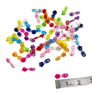 Vintage Lot of 58 Micro Plastic Braid Barrettes Cornrows Colorful Flower Kids - Picture 1 of 24