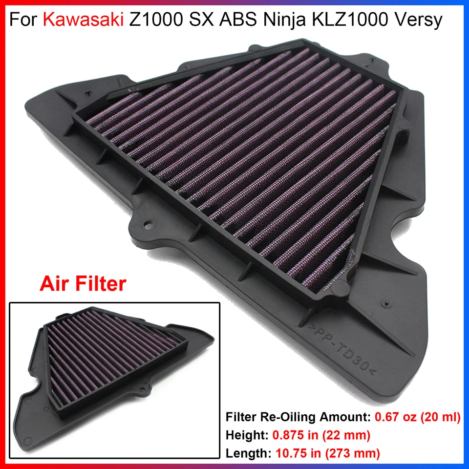 1x Filtro de aire lavable filtro de aire para Kawasaki Z1000 SX ABS Ninja KLZ1000 versión Foto 1 de 4