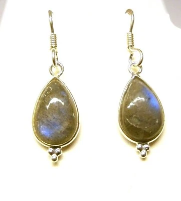 Adorabile Fuoco Labradorite Lacrima Gemma 925 Argento Sterling Boemo Orecchini - Immagine 1 di 4
