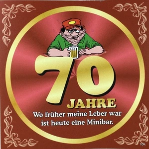 Aufkleber Flaschenetikett 70 Jahre mit witzigen Spruch Geburtstag Bierflasche  - Bild 1 von 3