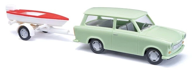 Busch 53213 - H0 - Trabant P601 Universal Estate With Boat Trailer - New - Image 1 of 1