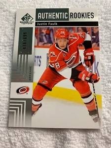 11/12 SPGU Authentic Rookies Hurricanes Justin Faulk Hockey Card #159 416/699 - Picture 1 of 4