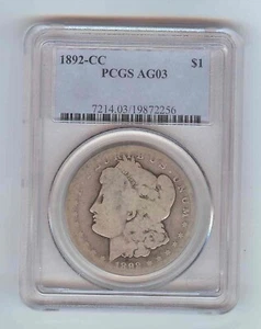 1892 CC Morgan Dollar PCGS AG03 Carson City - Picture 1 of 2
