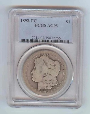1892 CC Morgan Dollar PCGS AG03 Carson City - Image 1 of 2