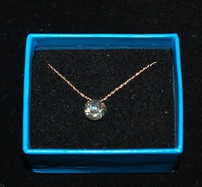 Cadena Victoria Wieck Oro Amarillo 14k 18" con Colgante Solitario Circonita Caja Original Foto 1 de 4