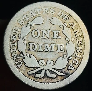 1853 Seated Liberty Dime 10c Arrows Ungraded 90% Silver US Coin CC25855 - Picture 1 of 4