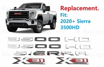 5件装镀铬门3500HD后塞拉利昂床X31徽章2020-2025 Sierra 3500HD — 第 1/4 张图片