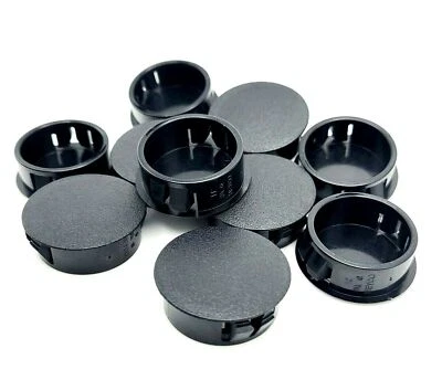 WESTERN SUPPLY WAREHOUSE 1 1/8" Nylon Locking Ridged Hole Plugs Black Dome Covers Gloss Finish Pack of 10