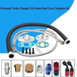 US Refit Car Turbo Oil Drain/ Feed Line Kit Hardware Fit for T3 T4 GT35 T70 T66 - Bild 1 von 11