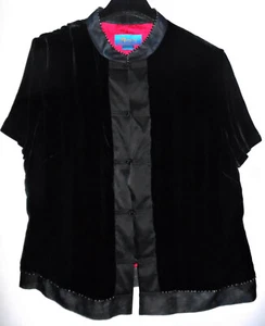 MONSOON UK 18 Black Silk Velvet Oriental Style Lined Evening Beaded Jacket - Picture 1 of 7