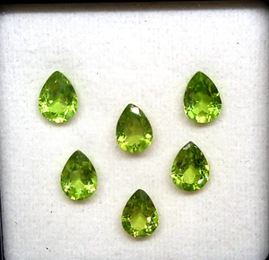 7.44ct Stunning Beautiful Vivid Green Peridot Set 8x6mm 100% Natural, - Picture 1 of 2